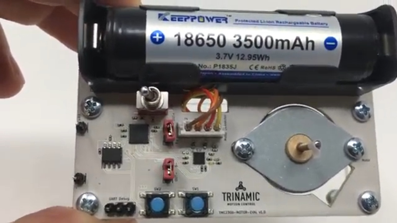 Demonstration of the battery-powered TMC2300-MOTOR-EVAL - Sound on