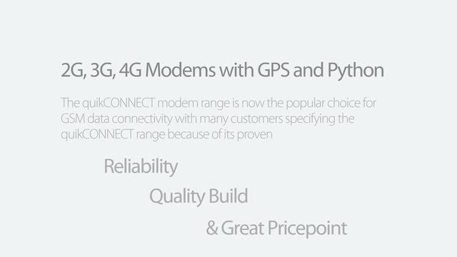 quikCONNECT 2G, 3G, 4G Modems with optional GPS