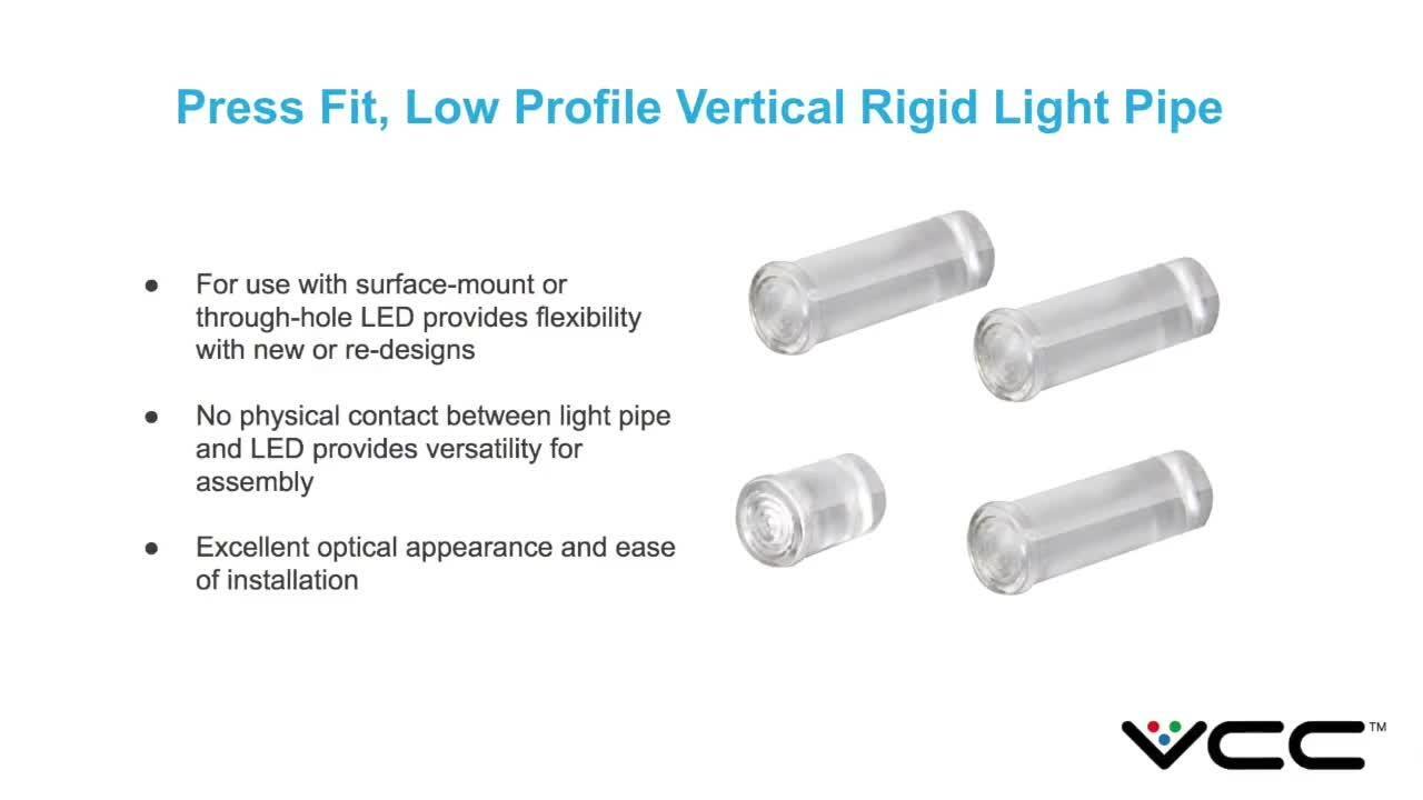 New Product Introduction - Low Profile Light Pipe from VCC Reduces Glaring and Shadowing