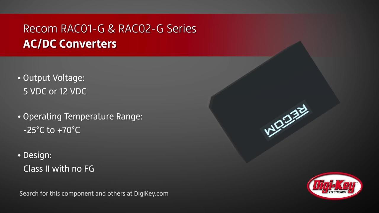 Recom RAC01-G and RAC02-G Series | DigiKey Daily
