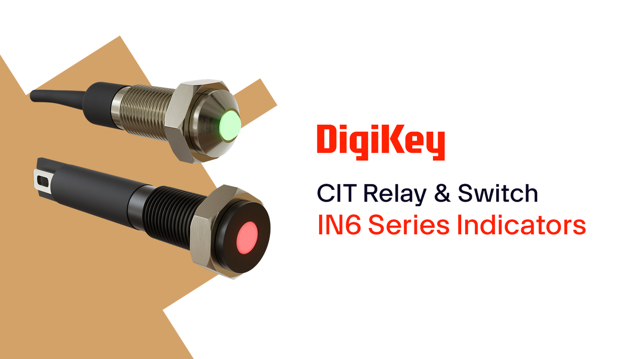This video discusses the IN6 Series 6 mm Indicators from CIT Relay & Switch, highlighting their compact mechanical design, extended voltage options, and available metal finishes.