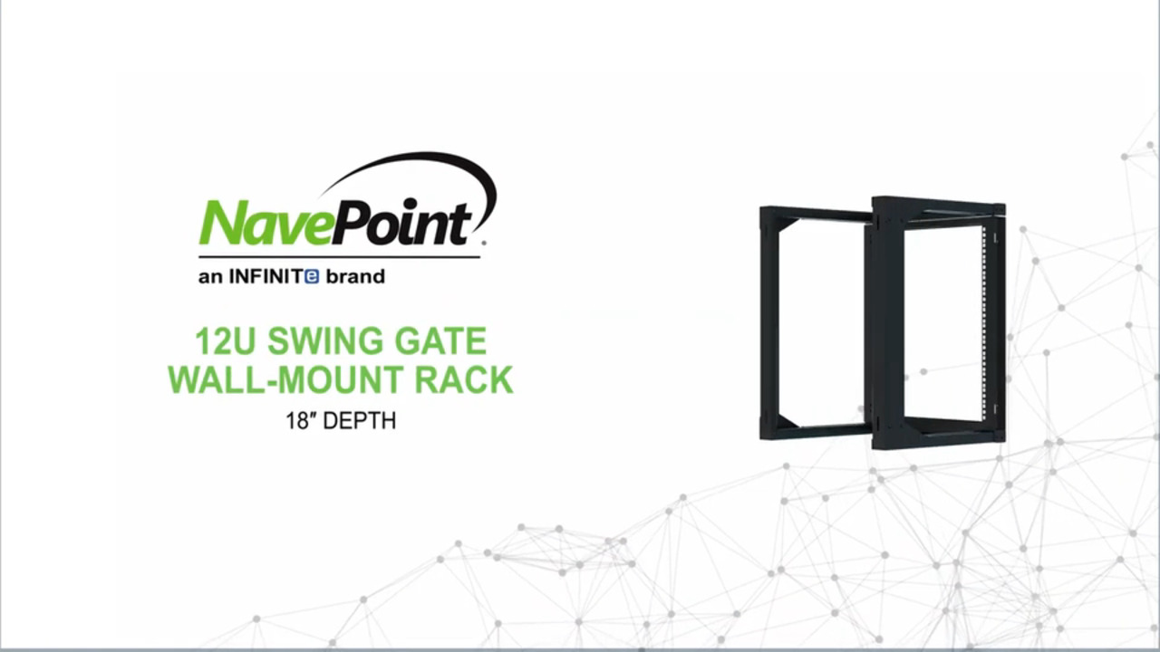 NavePoint 12U Swing Gate Wall-Mount Rack | 18" Depth Network & AV Solution