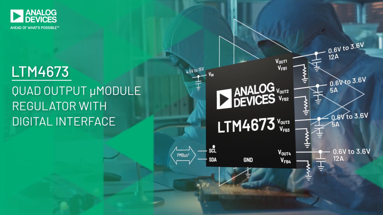 Quad Output μModule Regulator w Digital Power System Mgmt