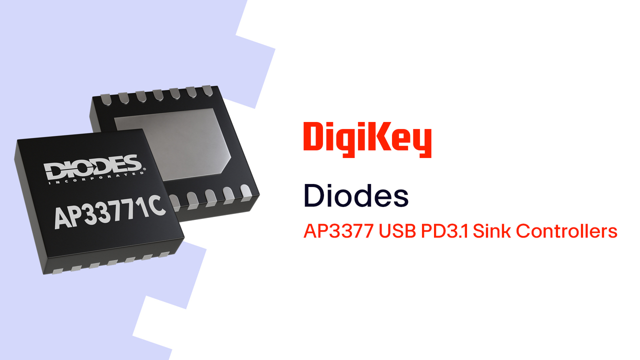 This video discusses the AP3377 USB PD3.1 sink controllers from Diodes Incorporated. These devices simplify USB-C extended power range design with built-in protection, flexible power negotiation, and compact footprints.