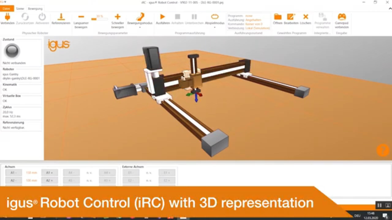 igus® Robot Control (iRC) Software, gantry programming demonstration