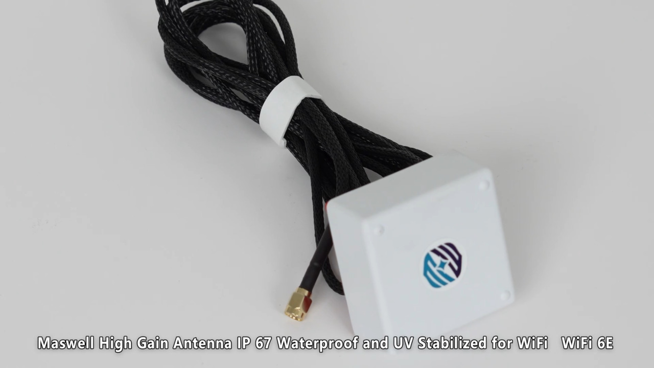 Maswell IP67 Waterproof High Gain WiFi 6E Antenna Screw and 3M Adhesive Mount UV Stabilized: AN_W_401B
