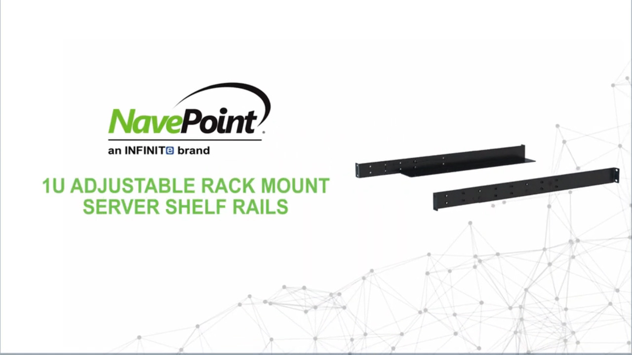 NavePoint 1U Adjustable Rack Mount Rails for 4-Post Server Racks