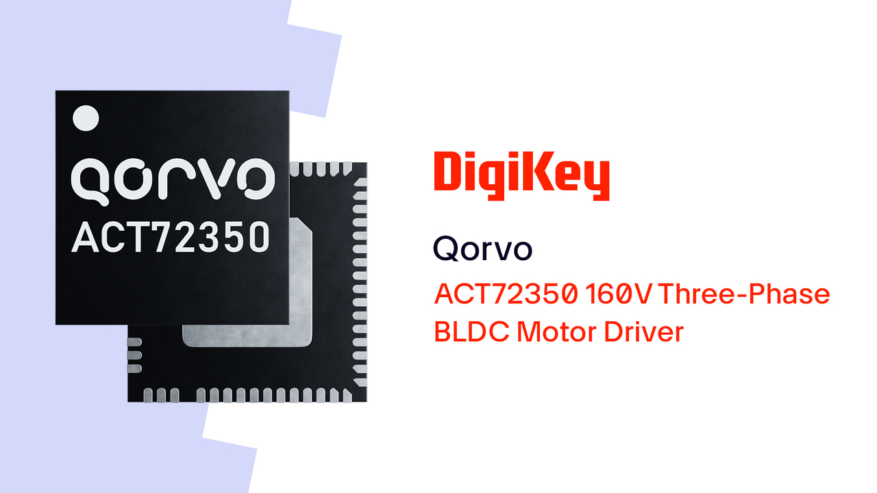 This video discusses the ACT72350, a high-voltage BLDC motor driver from Qorvo designed to reduce BOM complexity and footprint. It integrates power and analog control in a compact, versatile package ideal for industrial and consumer applications.