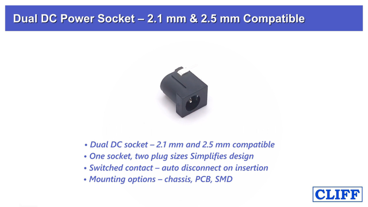 Dual DC Power Socket 2.1mm & 2.5mm CLIFF
