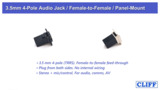 Cliff UK Ø3.5 mm 4-pole audio jack socket feedthrough connector