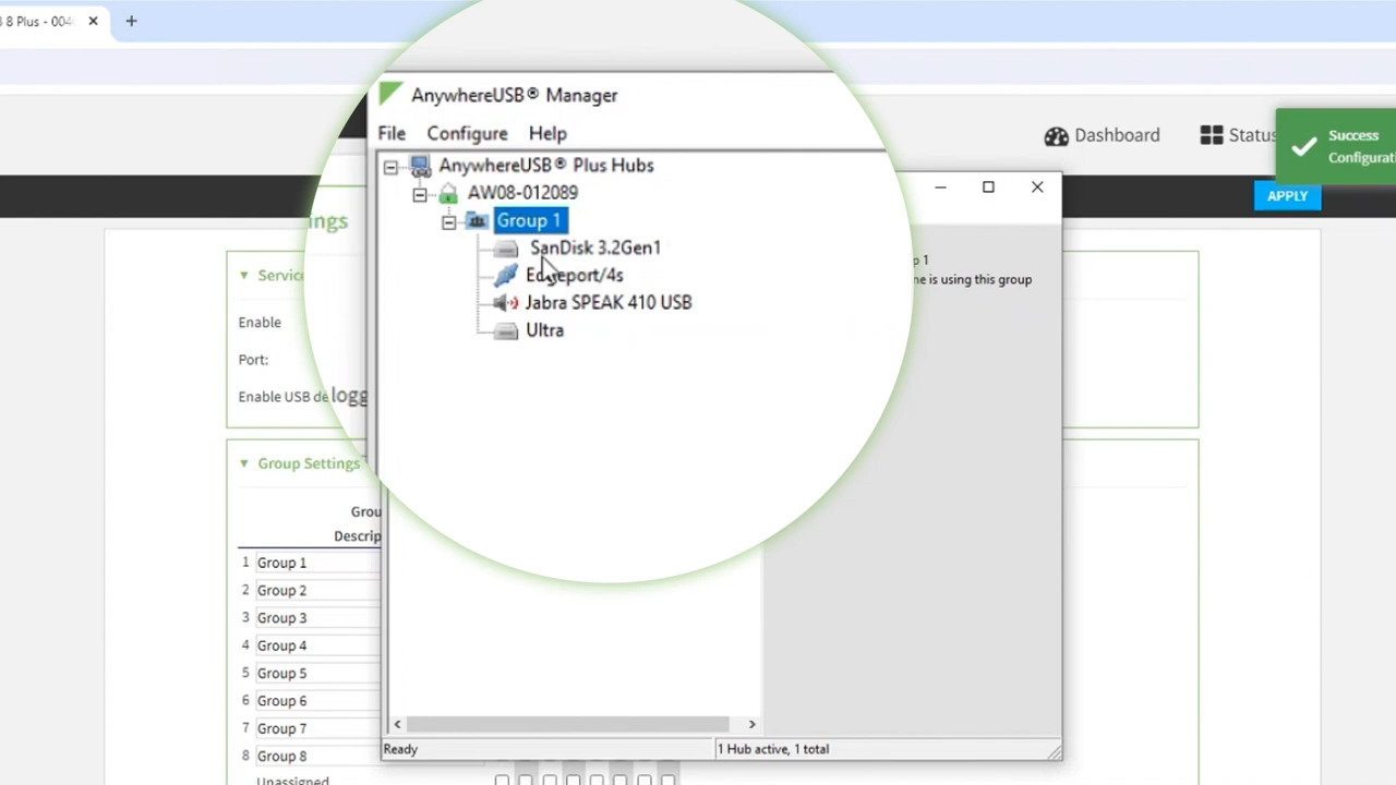 Establishing Groups in Digi AnywhereUSB Plus