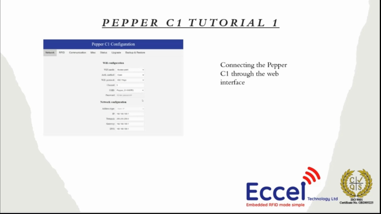 Eccel Technology Pepper C1 | Tutorial on web interface setup