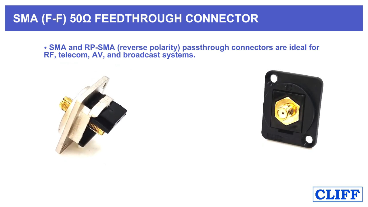 SMA and RP-SMA feedthrough connectors from CLIFF Electronic Components