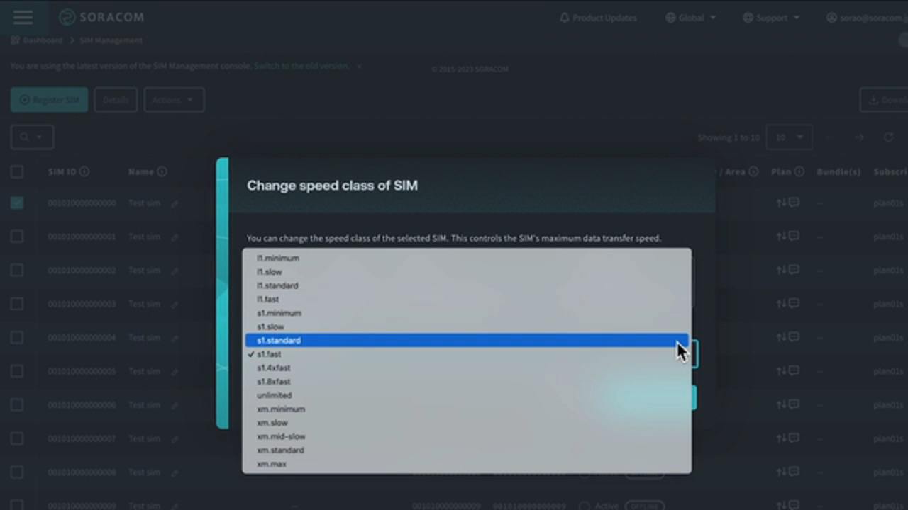 How To Change The Speed Class of Your IoT SIM in the Soracom User Console