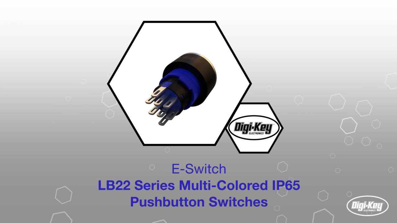 E-Switch LB22 Series Multi-Colored IP65 Pushbutton Switches | Datasheet Preview