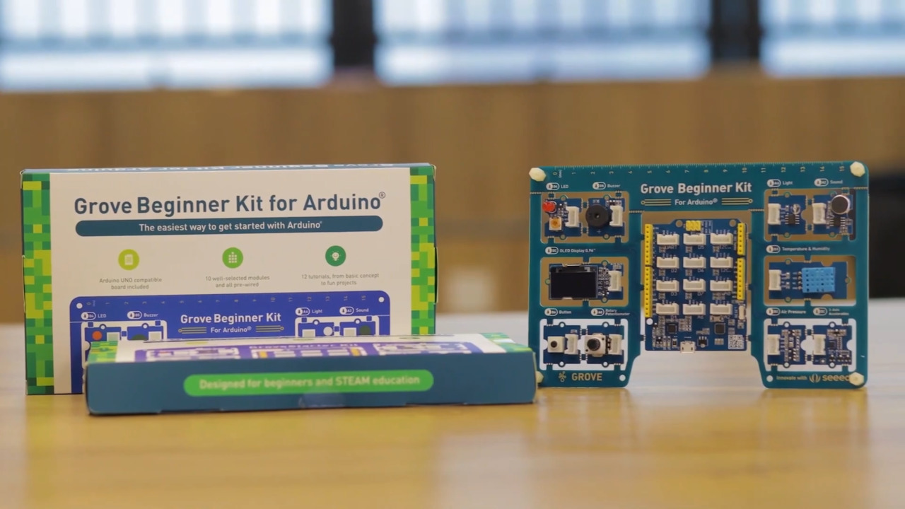 Grove Beginner Kit for Arduino – All-in-one Arduino Compatible Board with 10 Modules and 12 Projects