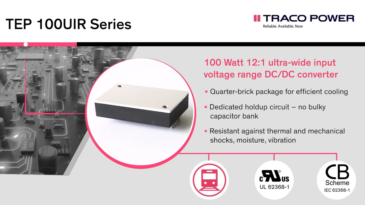 Traco Power DC/DC Converter for Railway/Ruggedized Applications