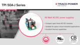 TPI 50A-J – Compact open frame AC/DC power supplies for industrial applications