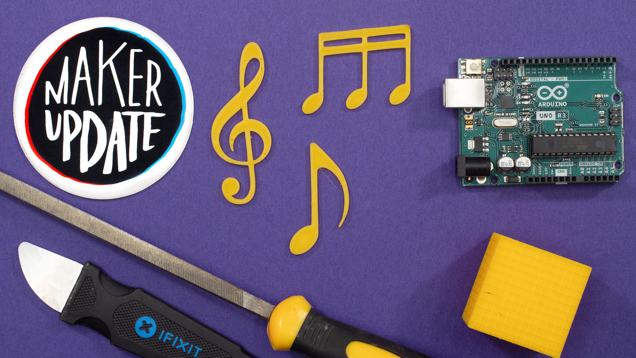This week on Maker Update: a song you can print in plastic, a tape measure for football fields, a custom control panel, and adding textures to your 3d prints.