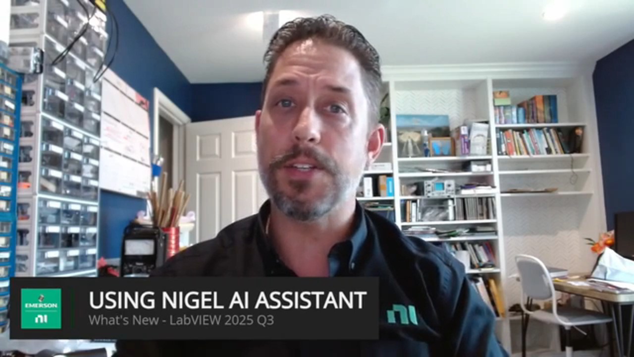 The video explores the NI Nigel™ AI Advisor, the AI assistant built directly into NI LabVIEW 2025 Q3. 