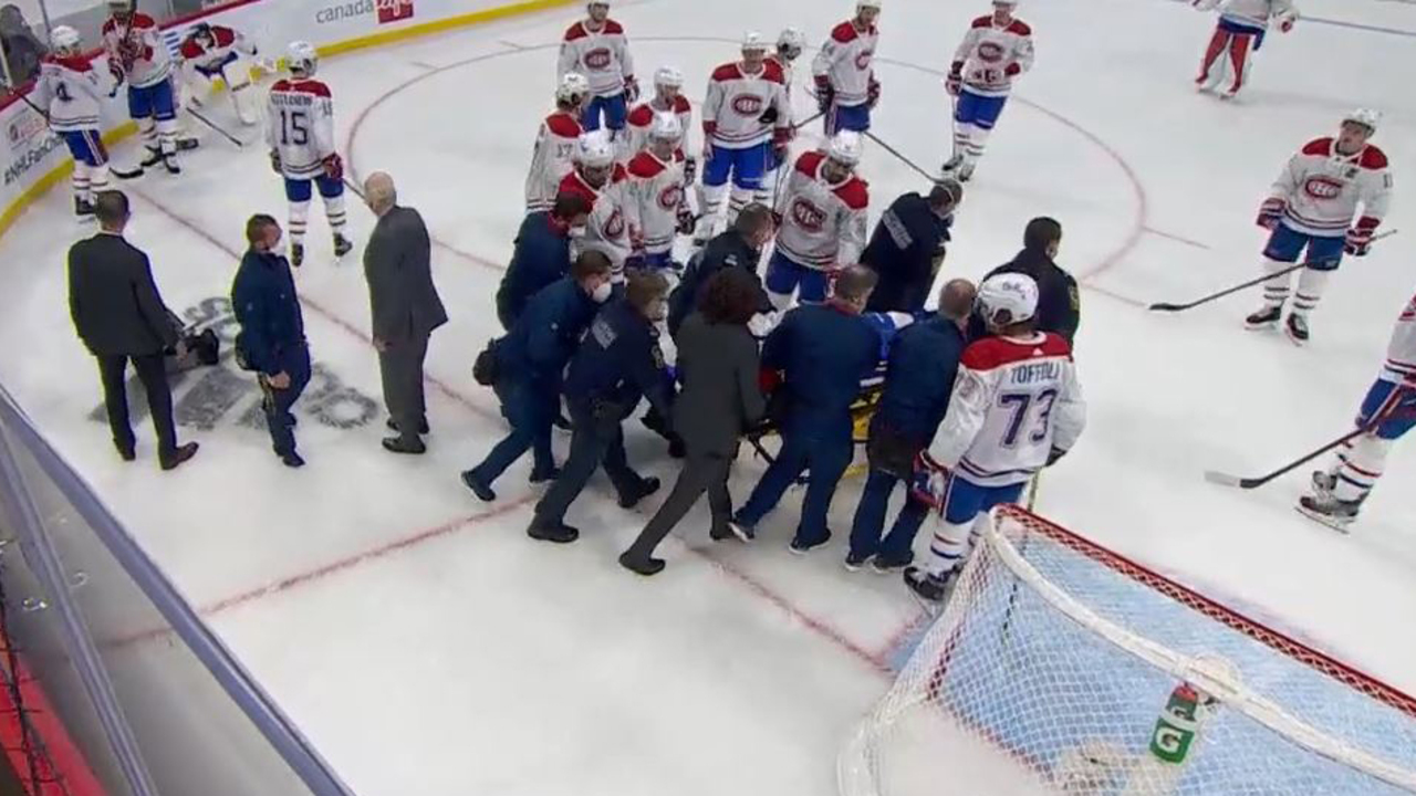 It S Brutal Canadiens Evans Stretchered Off After Check From Scheifele