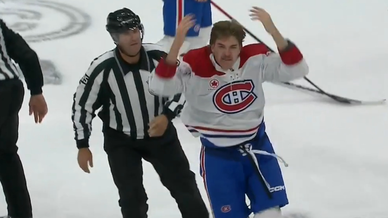 Canadiens' Florian Xhekaj takes down Senators' Jan Jenik in spirited tilt