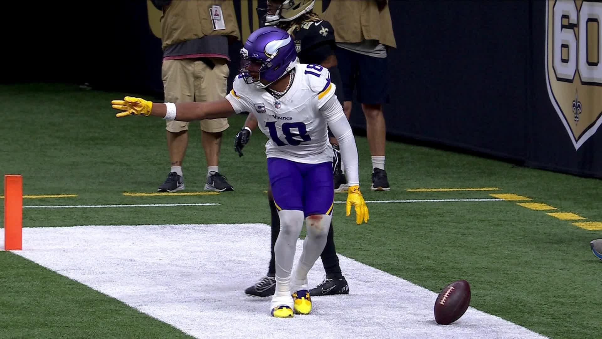 Vikings’ Jefferson beats triple coverage to snag nasty TD