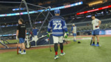 Blue Jays’ Springer shows up to BP decked out in hockey gear
