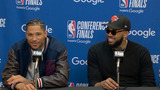 Knicks’ Hart and Towns having some fun post-game after Game 2 win