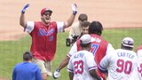 The Bills take their skills to the diamond in a charity softball game