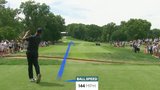 Gary Woodland duffs his drive into the creek at PGA’s BMW Championship