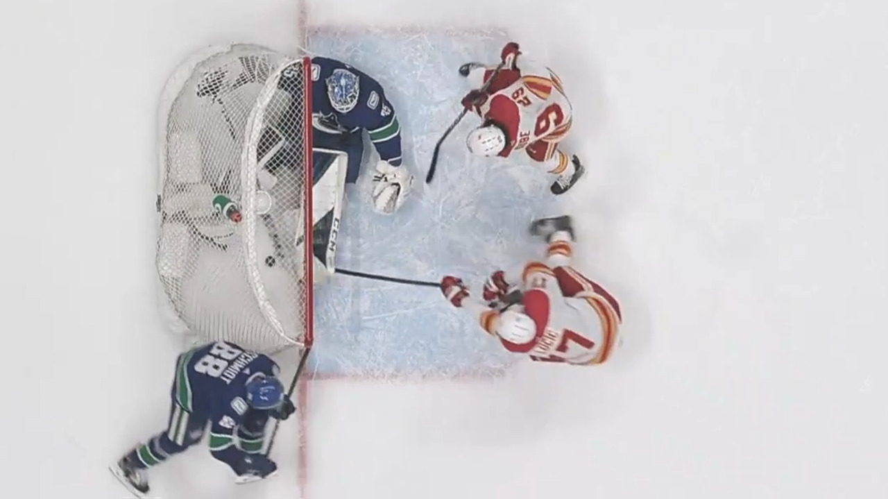 Schmidt’s brutal turnover leads to Demko kicking puck into own goal