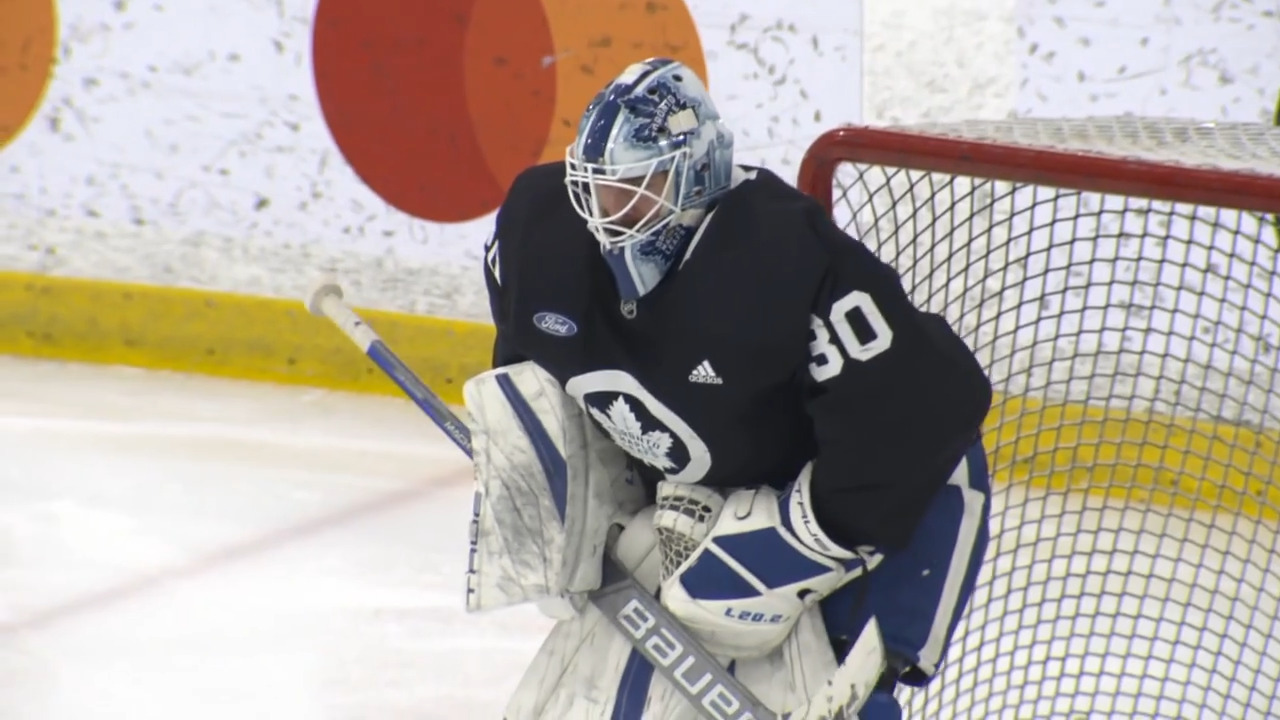 Toronto Maple Leafs' Matt Murray skates, faces shots ahead of practice