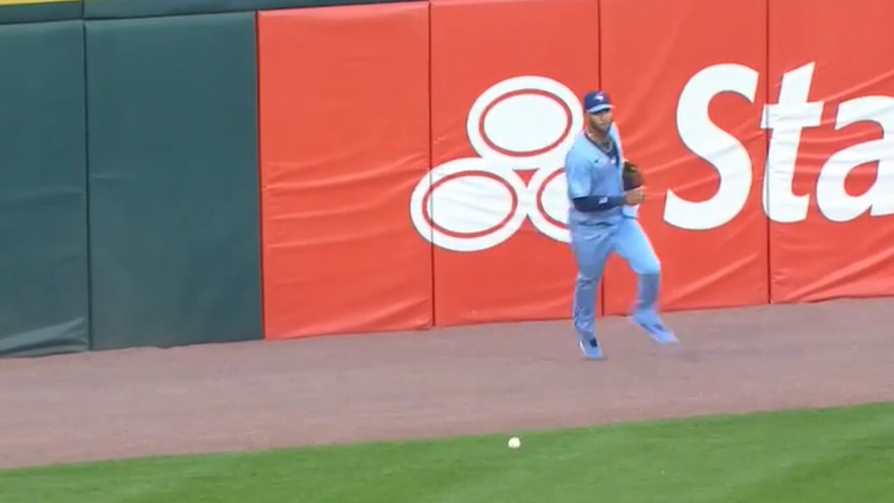 How does Gurriel improve on ball tracking in the outfield?