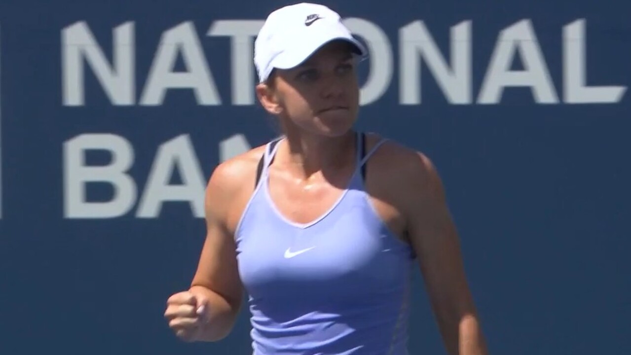 Halep caps off rally from 0-3 down to take the opening set against Haddad Maia