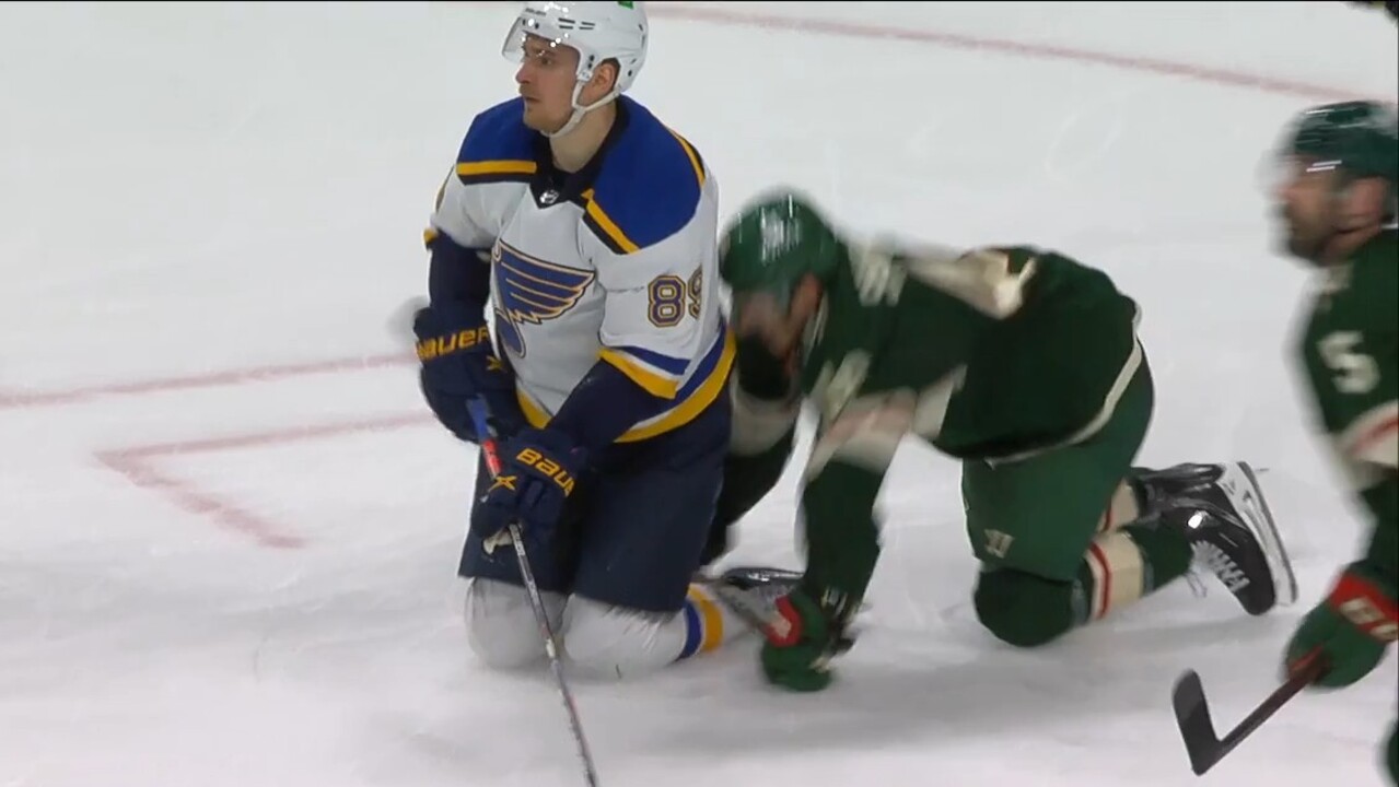 Report: NHL to review Spurgeon's dirty cross-check in Wild-Blues Game 1