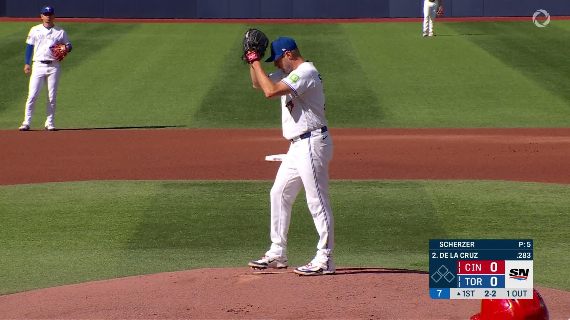 Blue Jays’ Scherzer strikes out seven in season finale vs. Reds