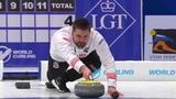 Canada’s Matt Dunstone scores two on an in-off in the sixth end