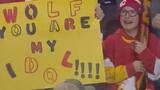 Young fan moved to tears after Wolf gifts him stick during warm-ups