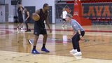 Raptors’ Leonard, head coach Rajakovic play friendly 1-on-1 at camp