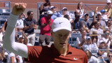 Sinner places perfect backhanded lob for break point against Shapovalov