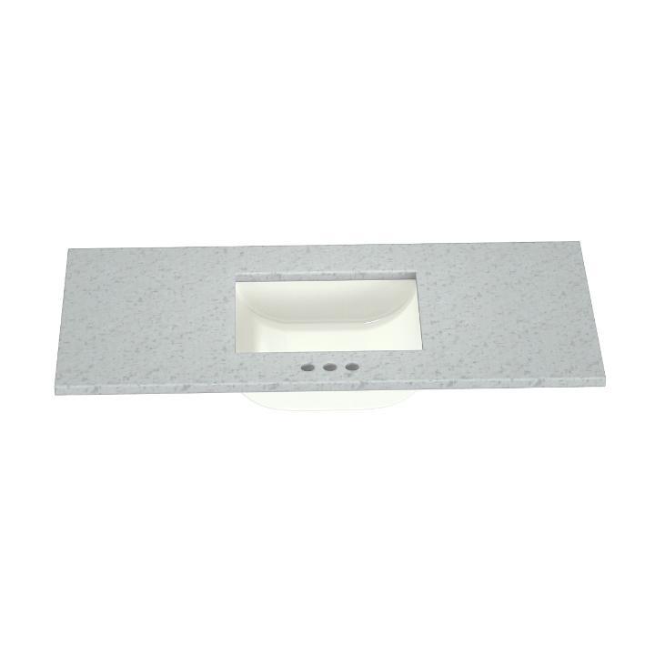 49 in. W x 22 in. D Cultured Marble Vanity Top in Solid White with Solid White Basin