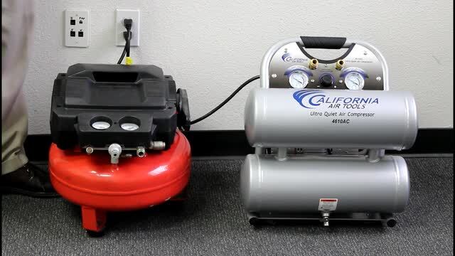 4610AC Ultra Quiet and Oil-Free 1.0 Hp, 4.6 Gal. Aluminum Twin Tank Electric Portable Air Compressor 4610AC Ultra Quiet and Oil-Free 1.0 Hp, 4.6 Gal. Aluminum Twin Tank Electric Portable Air Compressor