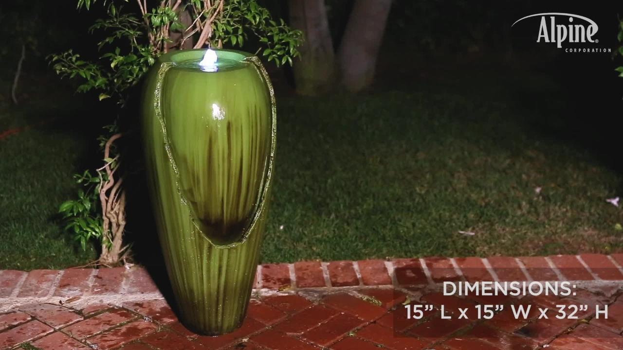 Alpine Corporation 33 in. Tall Water Jar Fountain with LED Light