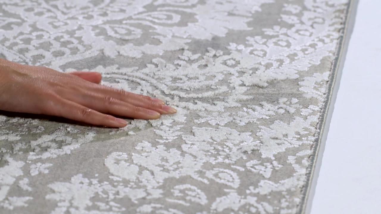 SAFAVIEH Princeton Gray/Beige 2 ft. x 8 ft. Floral Geometric Runner Rug