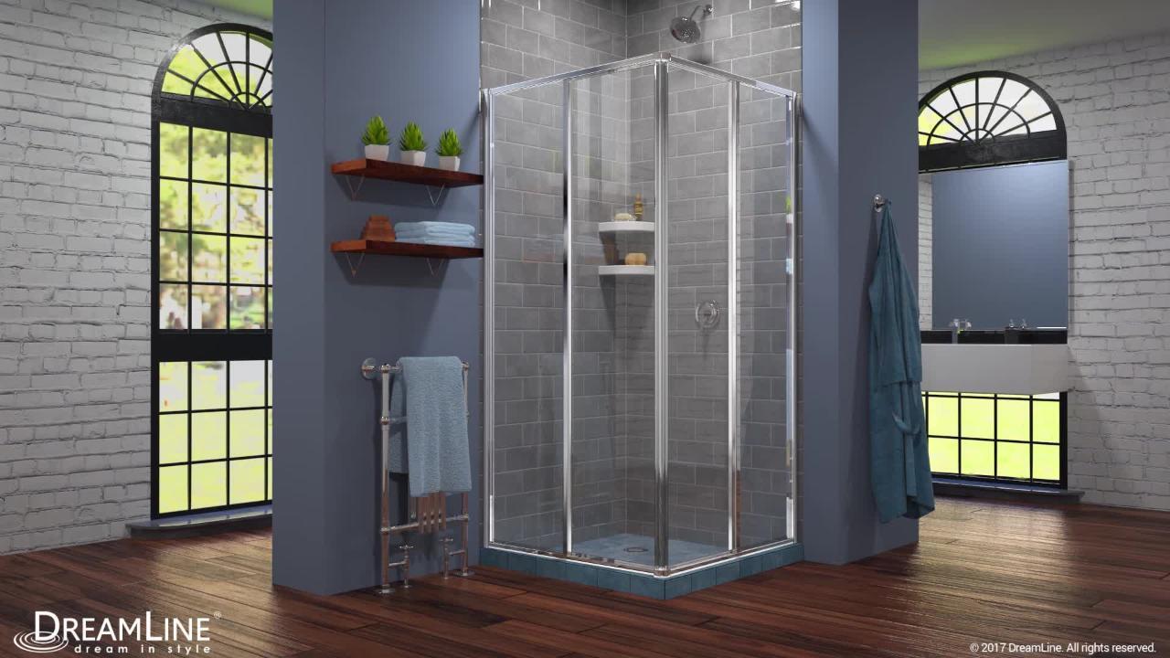 Cornerview 34-1/2 in. x 72 in. Framed Corner Sliding Shower Door Enclosure in Chrome without Handle Cornerview 34-1/2 in. x 72 in. Framed Corner Sliding Shower Door Enclosure in Chrome without Handle