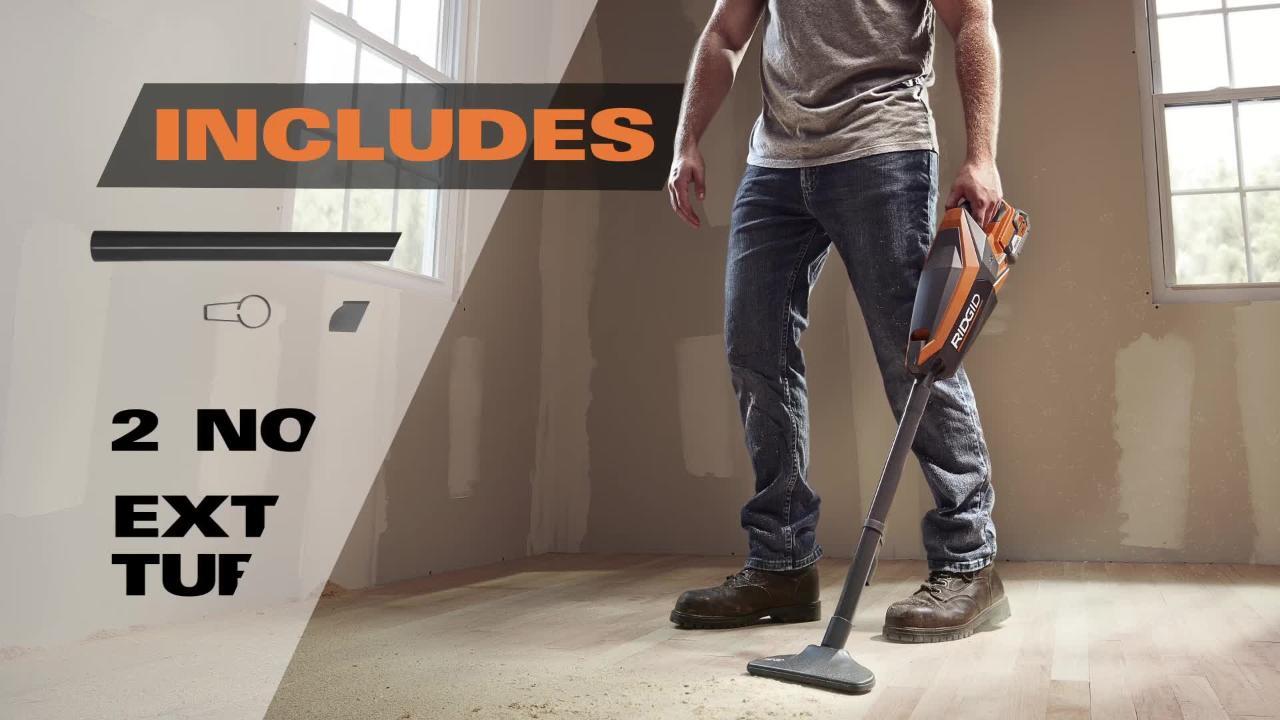 RIDGID - 18V GEN5X Brushless Cordless Vacuum (Tool Only) with Floor Nozzle, Crevice Nozzle and 2 ft. Extension Tube
