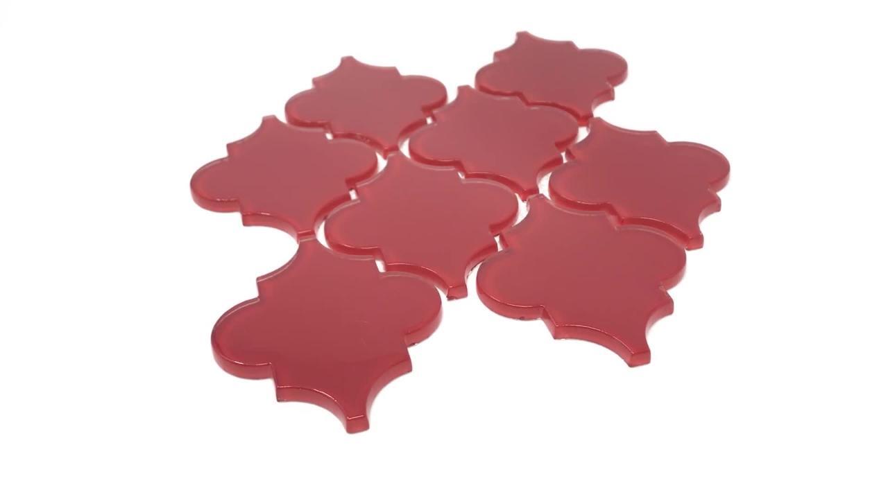 Giorbello Arabesque 5 in. x 4 in. x 8mm Ruby Red Glass Tile (7 sq
