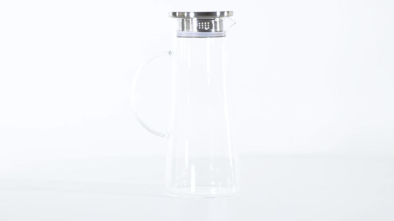 JoyJolt Breeze Glass Drink Water Pitcher with Stainless Steel Lid - 50 oz - Clear