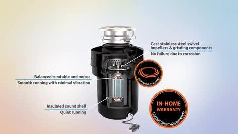 Glacier Bay TurboGrind Max 1 hp. Continuous Feed Garbage Disposal with  Power Cord 10-US-GB1000-SL - The Home Depot
